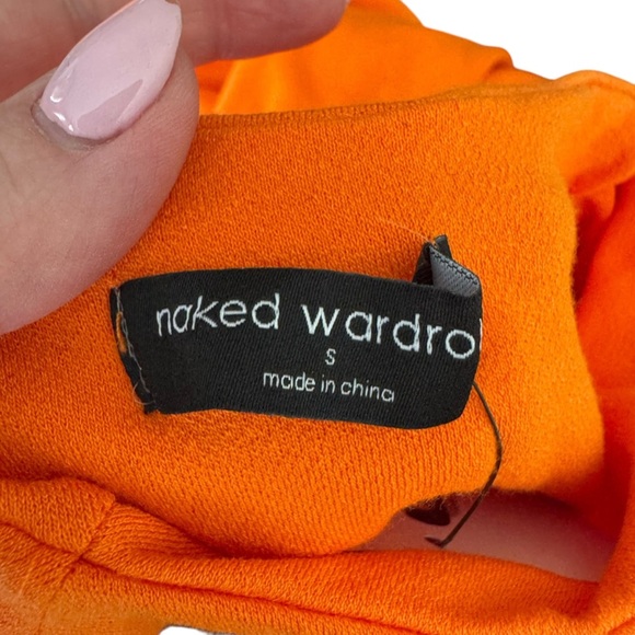 Naked Wardrobe - NWT Orange Halter Bodycon Midi Dress Sz S - Picture 7 of 8